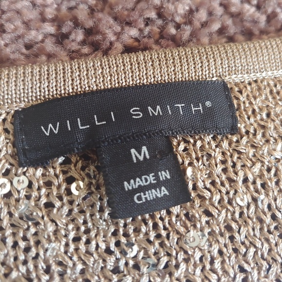 Willi Smith tan & cream sequins sweater - Picture 2 of 5